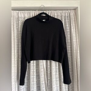 Black Ribbed Women's Top